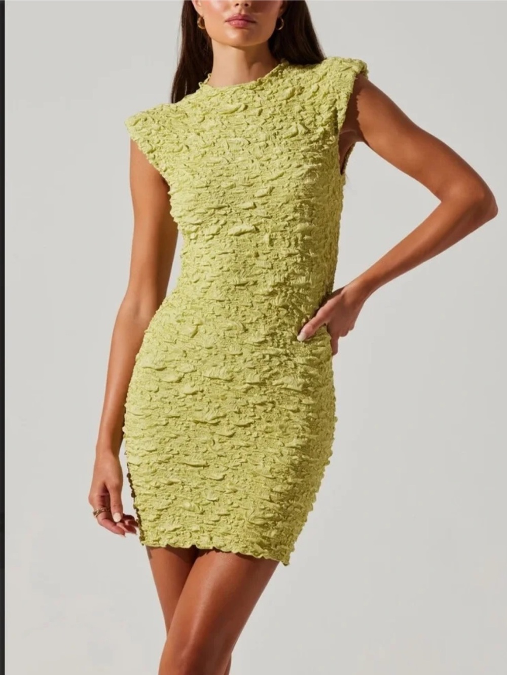 Astr Annika Crinkled Popcorn Textured Bodycon Dress